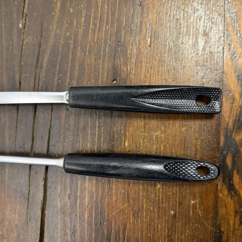 VNTG Ekco Flint Utensils Black Riveted Handles Stainless Steel Spoon Fork USA‎